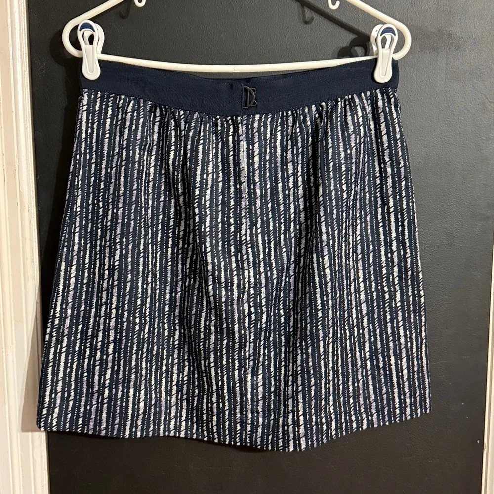 LOFT Striped Linen Blend A-Line Mini Skirt Sz: 8